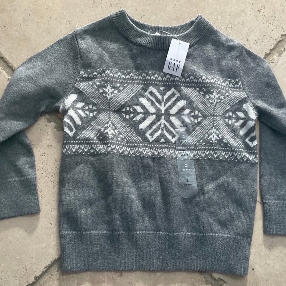 NWT Gap Gray Snowflake Sweater Boy's‎ Winter Holiday Sz 12-18 month